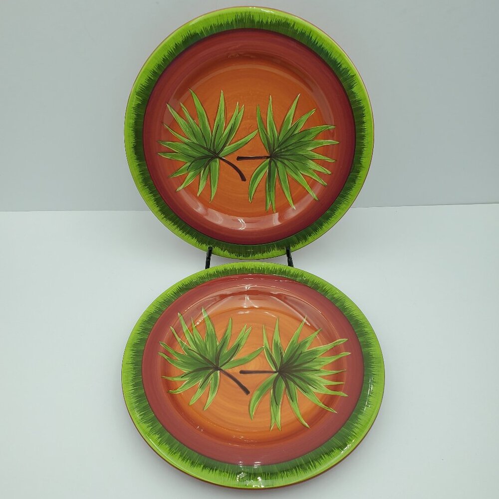 Gates Ware by Laurie Gates Tropical Palm Leaf Luncheon Salad Plates